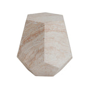 Outdoor / Indoor Lightweight Concrete Side Table, Hexagonal Round Travertine Accent Table - Beige - R&R Furniture Gallery (Fountain Valley, CA)
