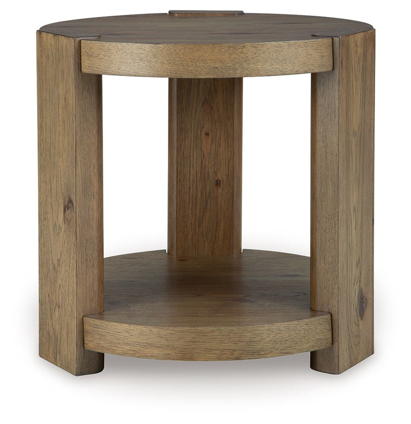 Flangren - Round End Table - Light Brown - R&R Furniture Gallery (Fountain Valley, CA)