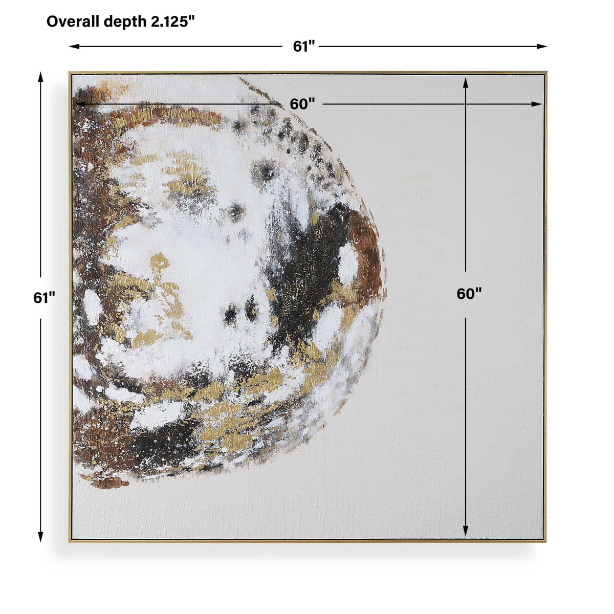 Moon Landing - Hand Painted Abstract Art - Black / Brown / Gold / Gray / White