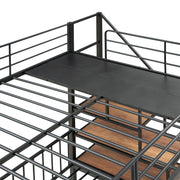 Full Over Twin-Twin Triple Bunk Bed With Drawers And Staircase - Black - R&R Furniture Gallery (Fountain Valley, CA)