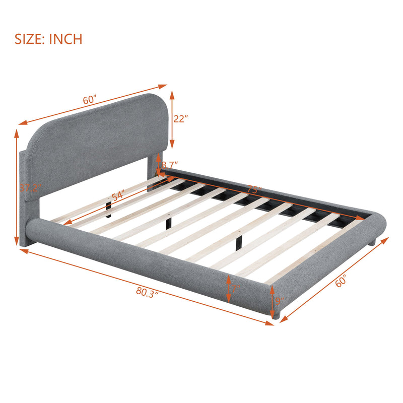 Upholstered Platform Bed With Thick Solid Frame And Stylish Curve-Shaped Design - R&R Furniture Gallery (Fountain Valley, CA)