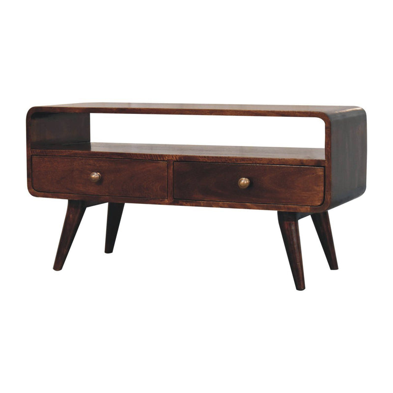 Solid Wood Curved Media Unit - R&R Furniture Gallery (Fountain Valley, CA)