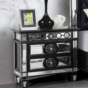 Varian II - Nightstand - Mirrored, Black & Sliver - R&R Furniture Gallery (Fountain Valley, CA)