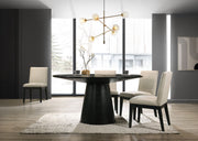 Contemporary 5-piece Jasper dining table set by Lilola Home with round wooden table and matching chairs in modern style.