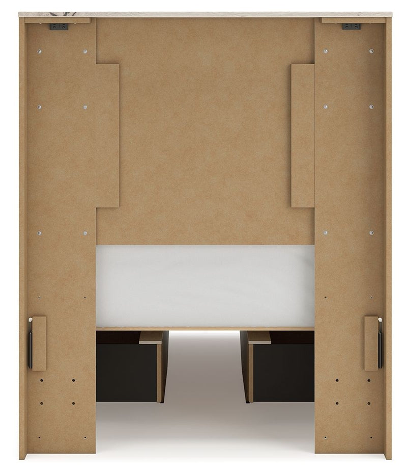 Signature Design by Ashley Lawroy panel bed with storage, showcasing a stylish wooden bed frame with built-in drawers for extra storage.