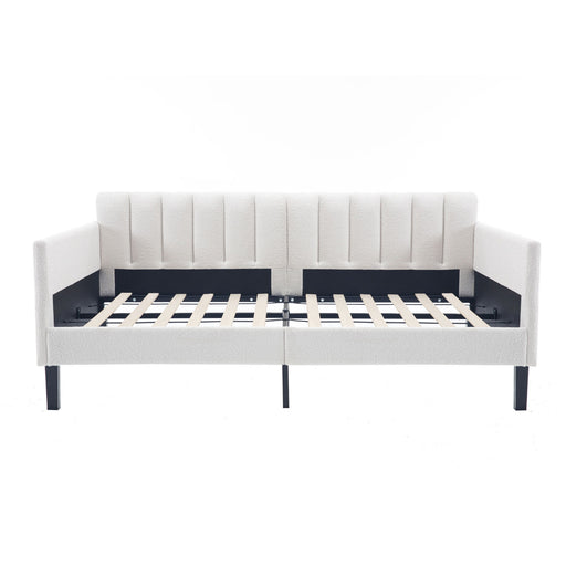 Elena - Boucle Upholstered Daybed, Ribbed Tufted Backrest - R&R Furniture Gallery (Fountain Valley, CA)