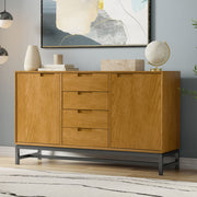 Banting Sideboard with Centre Drawers — Modern Industrial Storage Cabinet in Oak or Walnut - R&R Furniture Gallery (Fountain Valley, CA)