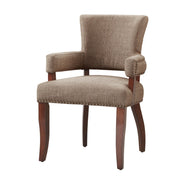 Elegant Arm Dining Chair With Brass Nail Head Detailing - R&R Furniture Gallery (Fountain Valley, CA)