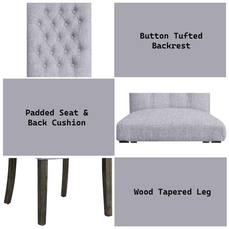 Merel - Side Chair (Set of 2) - Gray Linen & Gray Oak - R&R Furniture Gallery (Fountain Valley, CA)