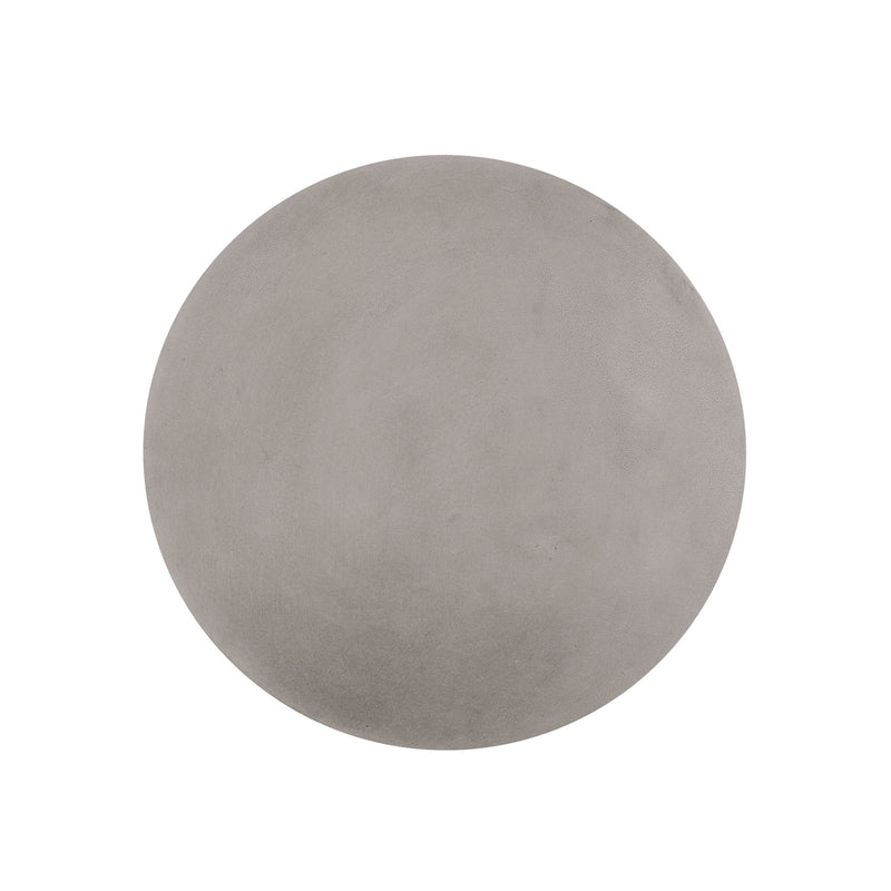 Round concrete outdoor end table from Noble House, lightweight side table with natural finish for patio or garden use.