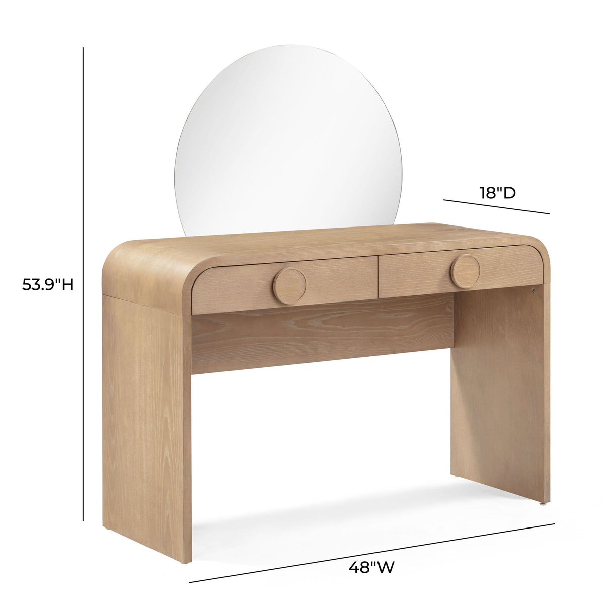 Moonrise - 2 Drawer Vanity Desk - Natural Ash - R&R Furniture Gallery (Fountain Valley, CA)