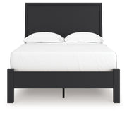 Signature Design by Ashley Danziar panel bed with low footboard, showcasing sturdy wooden frame and modern bedroom style.