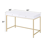 Ottey - Vanity Desk (Same 92540) - White High Gloss & Gold - R&R Furniture Gallery (Fountain Valley, CA)