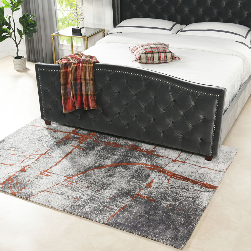 Quarry - 5' X 6.5' Abstract Area Rug - Gray / Orange - R&R Furniture Gallery (Fountain Valley, CA)