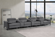 1246 - Modular Power Triple Reclining Triple Console Sofa With Power Reclining Headrests - R&R Furniture Gallery (Fountain Valley, CA)