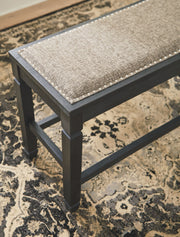 Tyler Creek - DBL Counter UPH Bench  - Antique Black - R&R Furniture Gallery (Fountain Valley, CA)