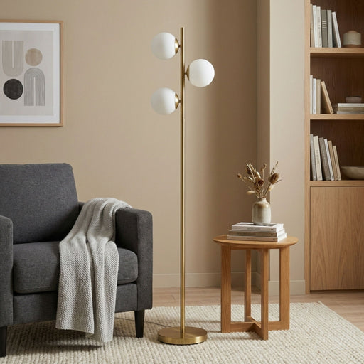 Brilliance - Modern Floor Lamp, Opal Shades And Round Base - Clear / Gold - R&R Furniture Gallery (Fountain Valley, CA)