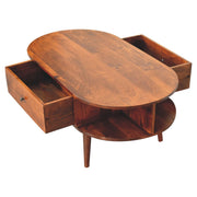 Oval Coffee Table With 1 Drawer - Chestnut - R&R Furniture Gallery (Fountain Valley, CA)