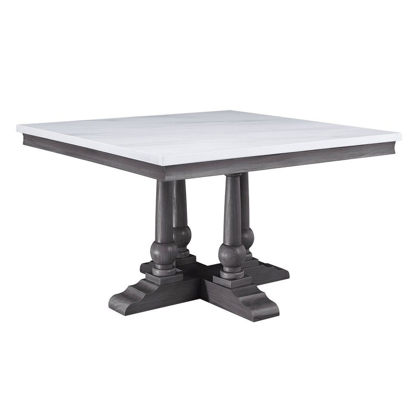 Yabeina - Square Dining Table - Marble Top Top & Gray Oak - R&R Furniture Gallery (Fountain Valley, CA)