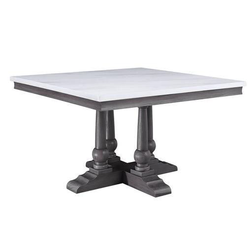 Yabeina - Square Dining Table - Marble Top Top & Gray Oak - R&R Furniture Gallery (Fountain Valley, CA)