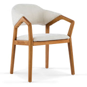 Indoor Upholstered Dining Armchair (Set of 2) - Beige / Teak - R&R Furniture Gallery (Fountain Valley, CA)