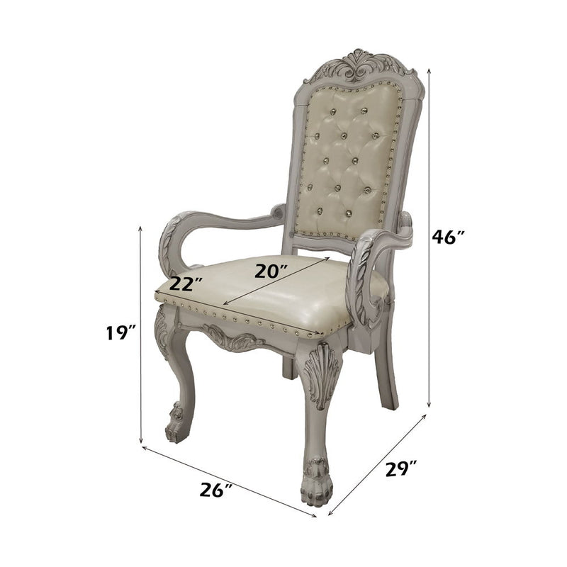 Dresden - Synthetic Leather Arm Chair (Set of 2) - Bone White - R&R Furniture Gallery (Fountain Valley, CA)