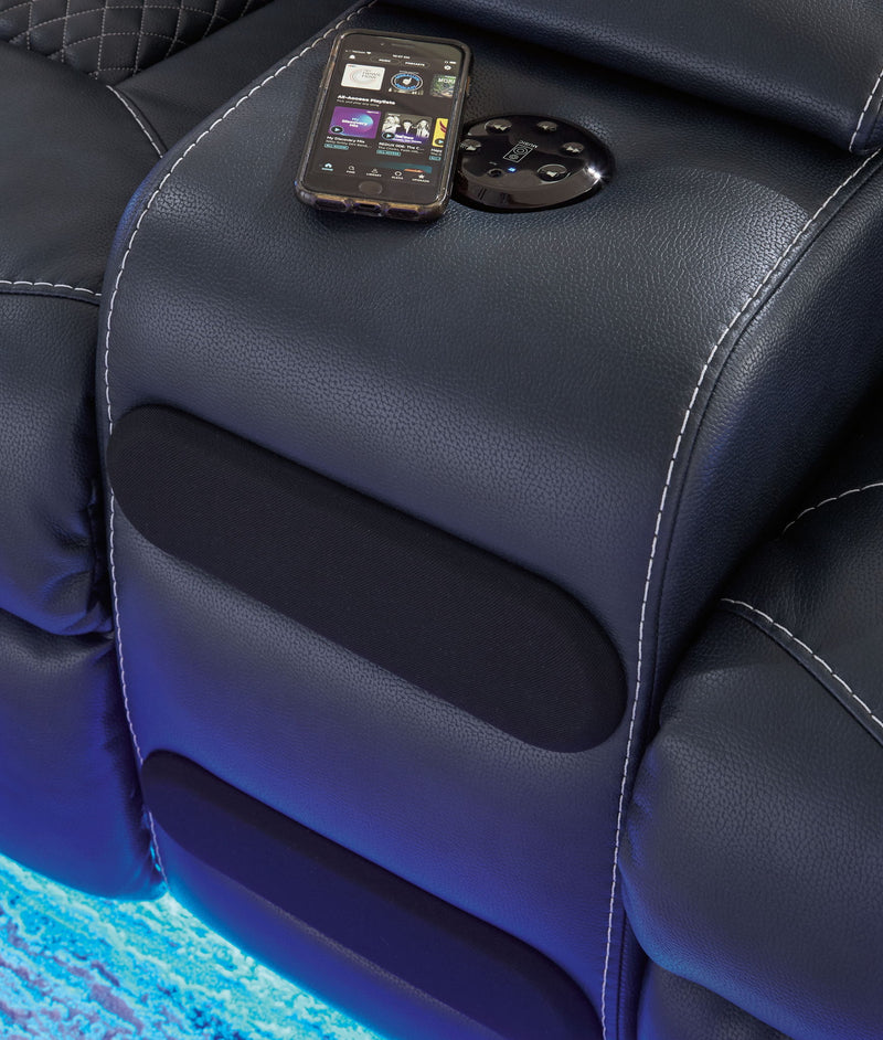 Fyne-dyme - Power Reclining Loveseat With Console/Adj Hdrst - R&R Furniture Gallery (Fountain Valley, CA)
