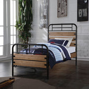 Adams - Twin Bed - Antique Oak & Black - R&R Furniture Gallery (Fountain Valley, CA)