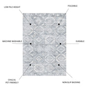 Toucan - 5' X 7' Washable Non - Slip Area Rug - Silver - R&R Furniture Gallery (Fountain Valley, CA)