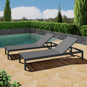 Noble House outdoor patio chaise lounge with five adjustable reclining positions, featuring a sleek, modern design for outdoor relaxation.