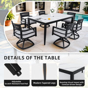 Modern Outdoor Patio Dining Set With Table And Chairs With Sunbrella Cushions - R&R Furniture Gallery (Fountain Valley, CA)