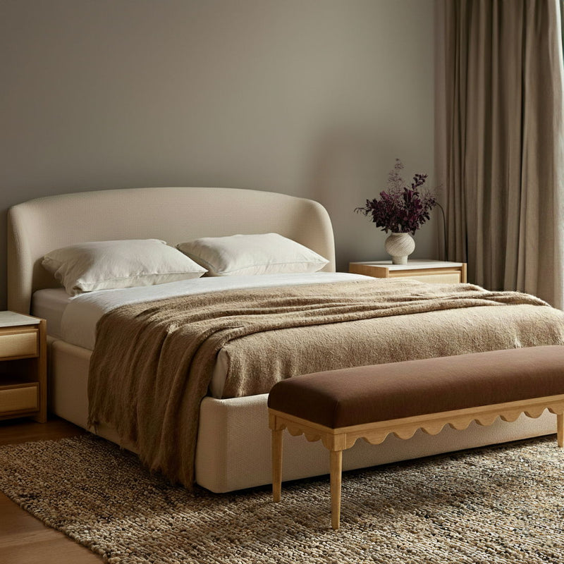 Oodle - Vegan Mohair Bench, Natural Ash Legs