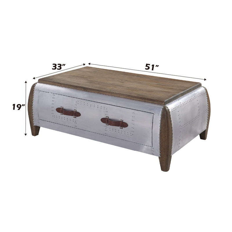 Brancaster - Coffee Table - Antique Oak & Aluminum - R&R Furniture Gallery (Fountain Valley, CA)