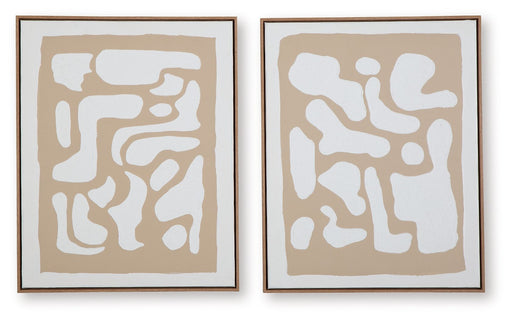 Waldett - Wall Art Set (Set of 2) - Beige / White - R&R Furniture Gallery (Fountain Valley, CA)