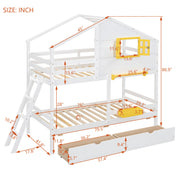 DreamHaus bunk bed with playhouse roof and window, featuring a cozy design suitable for children’s bedrooms.