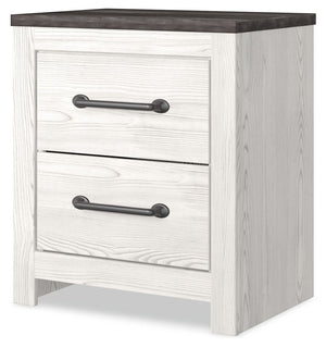 Gerridan - Two Drawer Night Stand - White / Gray - R&R Furniture Gallery (Fountain Valley, CA)