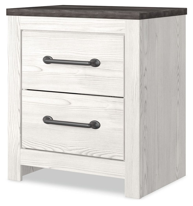 Gerridan - Two Drawer Night Stand - White / Gray - R&R Furniture Gallery (Fountain Valley, CA)