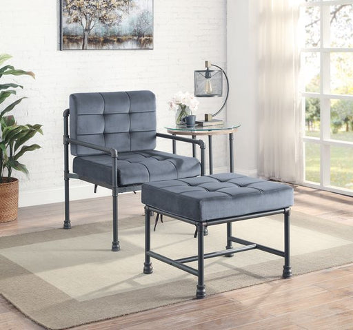 Brantley - Ottoman - Gray Velvet & Sandy Gray - R&R Furniture Gallery (Fountain Valley, CA)
