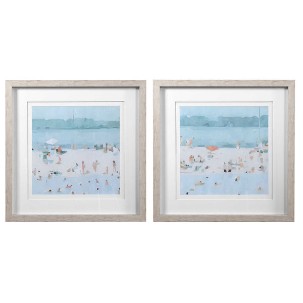 Sea Glass Sandbar - Framed Prints (Set of 2) - Light Blue