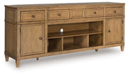 Sharlance - XL TV Stand With Fireplace Option - Light Brown - R&R Furniture Gallery (Fountain Valley, CA)