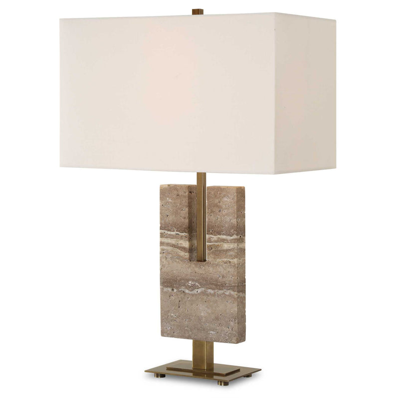 Turning - Point Travertine Table Lamp