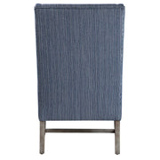 Blue Galiot Wingback Accent Chair by Uttermost with tufted upholstery and wooden legs, stylish and comfortable for living spaces.