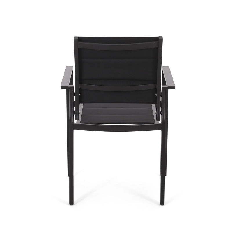 Baird - Outdoor Mesh And Aluminum Dining Chairs - Black - R&R Furniture Gallery (Fountain Valley, CA)