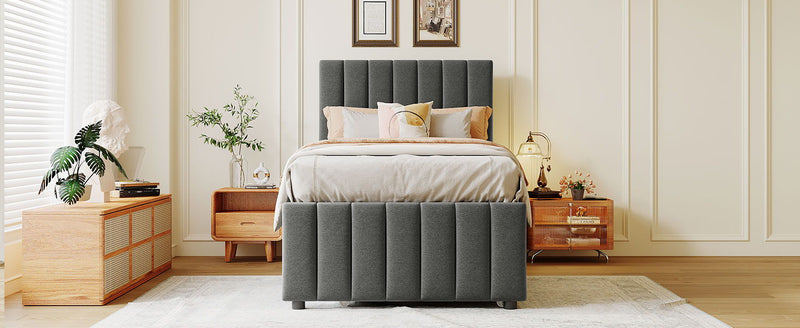 Upholstered Design Platform Bed With Trundle - R&R Furniture Gallery (Fountain Valley, CA)