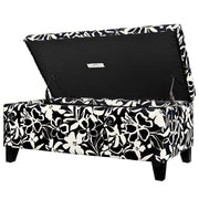 Luxury Storage Ottoman With Floral Patterned Fabric, Soft-Close Hinges, Multi Functional - R&R Furniture Gallery (Fountain Valley, CA)