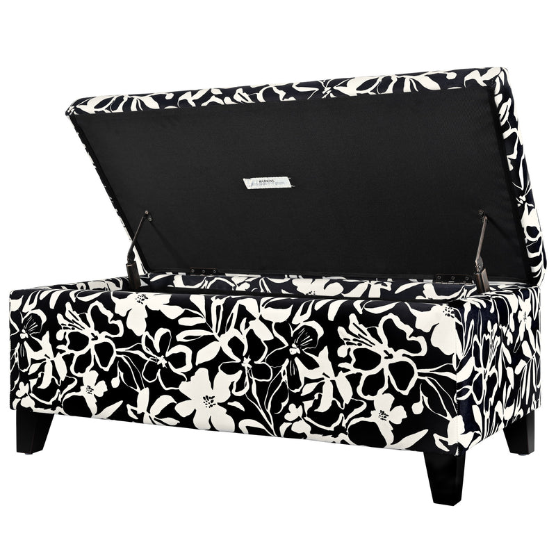 Luxury Storage Ottoman With Floral Patterned Fabric, Soft-Close Hinges, Multi Functional - R&R Furniture Gallery (Fountain Valley, CA)