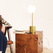 Ethereal - Modern Small Table Lamp, Desk Lamp Fixture With Globe Shade - Gold / White - R&R Furniture Gallery (Fountain Valley, CA)