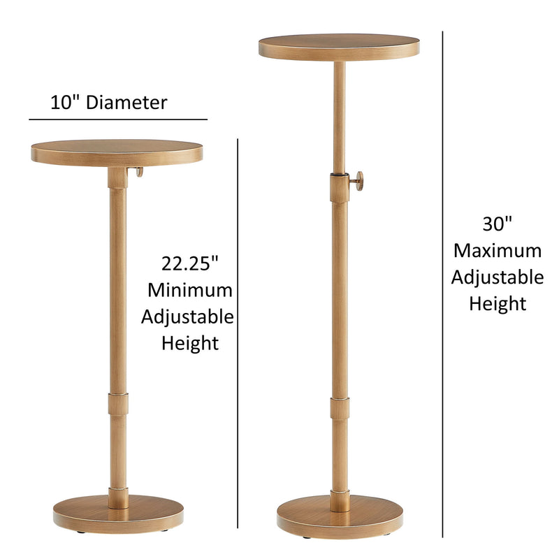 Morven - Adjustable Height Accent Table With Round Top - Antique Brass - R&R Furniture Gallery (Fountain Valley, CA)