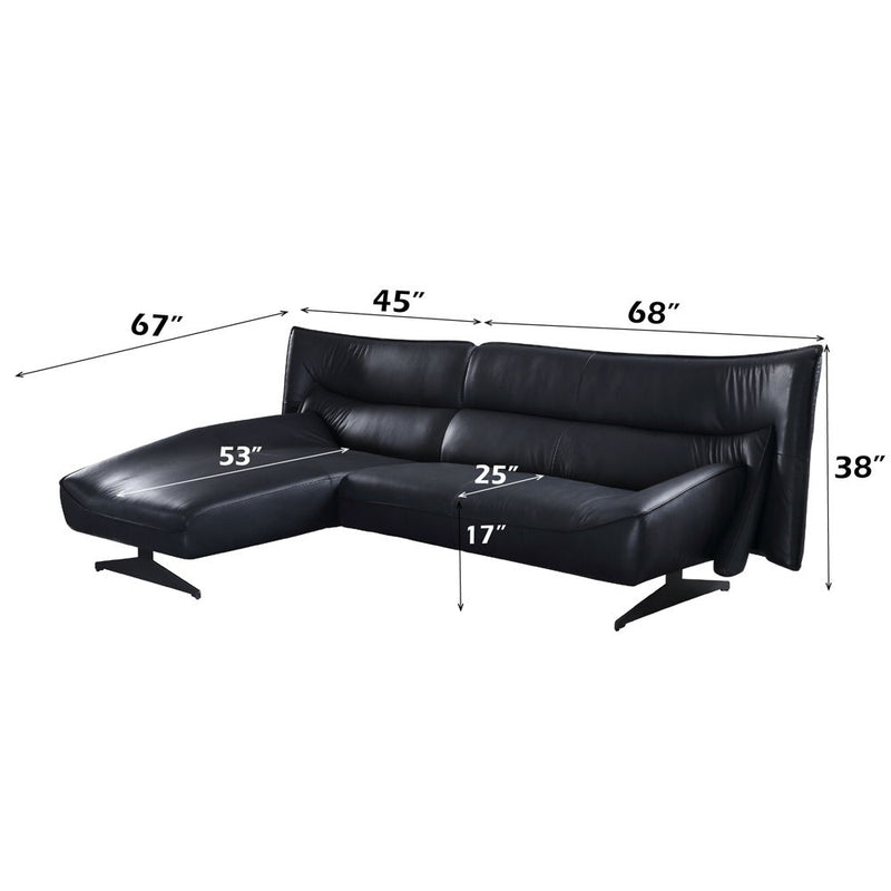 Maeko - Sectional Sofa - Dark Gray Top Grain Leather - R&R Furniture Gallery (Fountain Valley, CA)