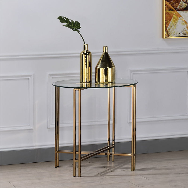 Veises - End Table - Champagne - R&R Furniture Gallery (Fountain Valley, CA)